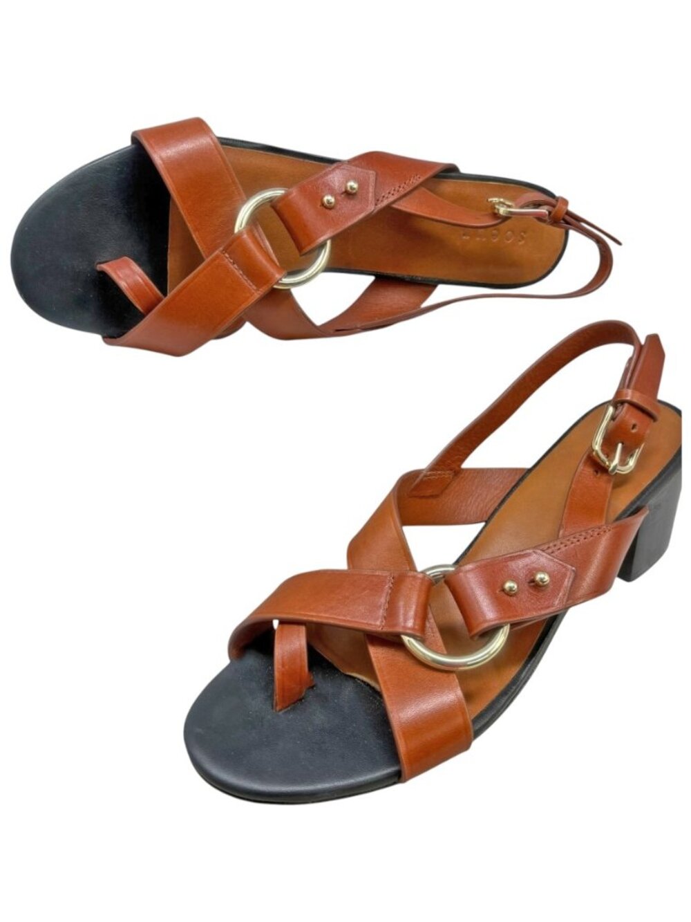 Share Soeur Florentine Cognac Leather Heel Sandals